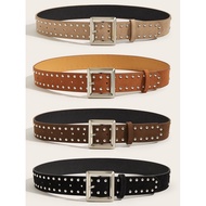 𐙚⋆ Belt Fast Delivery 1-2 Days To Arrive Back Leather Silver Buckle (Width 3.8 CM. Waist Up 30 Inche