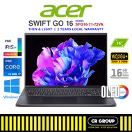 Acer Swift Go 16 SFG16-71-72VA - Intel Core i7-13700H - Intel Iris Xe Graphics - 16GB DDR5 RAM - 1TB SSD (2Yrs Agent)