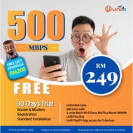 【GILA】UNIFI Home Fiber 500Mpbs Unlimited Data  Speed Sehingga 2Gbps - FREE Modem Maxis Fibre Time Fibre Streamyx City