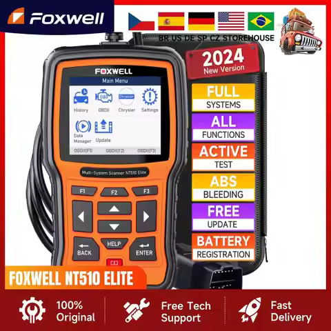 FOXWELL NT510 Elite Automotive Scanner All System Scan Code Reader Active Test ECU Coding OBD OBD2 C