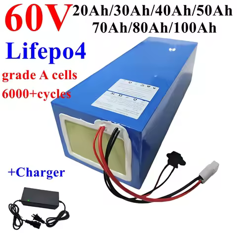 Deep cycle 60V 60ah 50ah 80ah 100ah 20ah 30ah 40ah 70ah Lithium Lifepo4 battery for 2KW 3KW 5KW moto