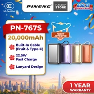 [3C Certified] Mini Pineng PN-767S 20000mAh 22.5W Fast Charge Built-in Cable Small Pineng Powerbank