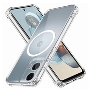 For Moto G24 G14 G04S Case Magnetic Wireless Charger Sticker Shockproof Clear Soft Silicone Phone Ca