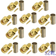 Brass RF10pcs SMA Male Plug SMA Female RP SMA Male female Connector Crimp for RG58 LMR195 RG142 RG40