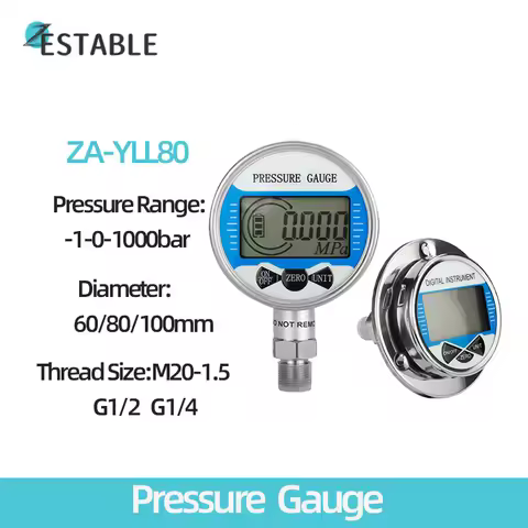 Pressure Gauge bar mpa psi 400/1000bar LCD display Air Liquid Fuel Oil Water Digital Pressure Manome