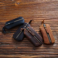 Dompet Kunci Kulit Tulen Lelaki Berkapasiti Besar Dompet Syiling Kulit Lembu Samak Sayuran Pemegang 