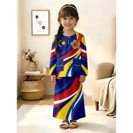 Let's Wear Merdeka Clothes, 2-Piece Muslim Clothing Set (Top+Pants), Long Sleeves, Round Collar, Str