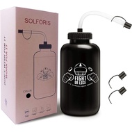 Hockey Water Bottles with Long Straw, Fit for Lacrosse Gym Sport, Plastic Squeezable Leakproof BPA F