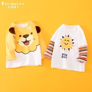 Cod Children's Pure Cotton Long-Sleeved t-Shirt Baby Long Top Baby Bottoming Shirt Boys Girls Autumn