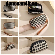 DONOVAN4IT Long Style Wallet, Pu Leather Canvas Houndstooth Zipper Purse, Simple Car Key Bag Handbag