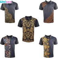 Men Collar T-Shirt Material Men's Collar T Shirt Men's Batik Pattern T-Shirt