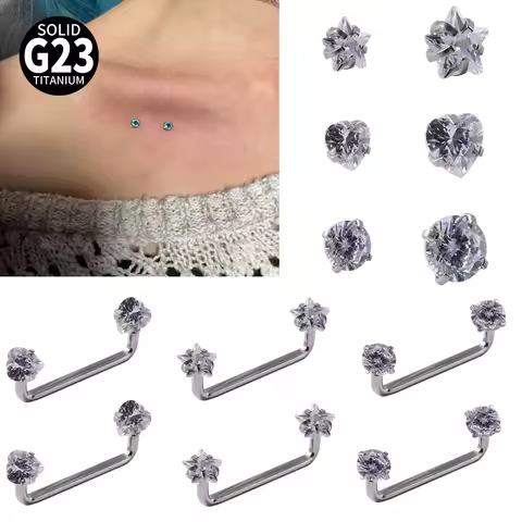 3-1PCS Implant Grade Titanium Microdermal Surface Piercing Barbells CZ Crystal Hide-in Skin Diver Mi
