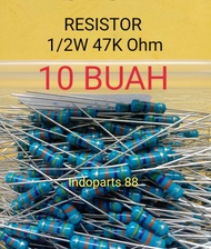 (10 BUAH ) RESISTOR 1/2W 47K OHM RESISTOR 1/2 WATT 47K OHM