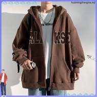 500g Heavy Fleece Lining Thickened Jacket Men's Autumn Winter Top Clothes Hooded Cardigan Sweatshirt