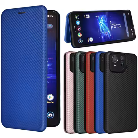 For Asus ROG Phone 9 FE Carbon Fiber Leather Card Case For Asus Rog Phone 8 9 Pro Case Rog Phone 7 U
