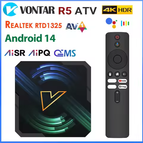 VONTAR R5 ATV Android14 TV Box Realtek1325 Support AI-PQ AI-SR HDR10+ Wifi6 TV Box