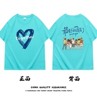 Sisters Matching Short Sleeve T-Shirts Cultural Print Loose Fit Cotton Summer Outfit for Girls Perfe