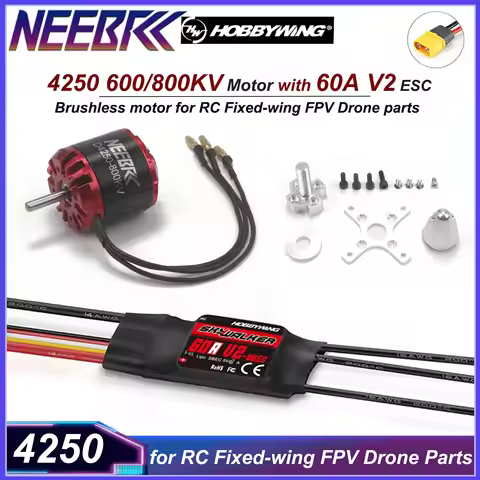 NEEBRC 4250 600KV 800KV Brushless Motor with 60A V2 ESC for RC Fixed-wing FPV Racing Drone Multicopt