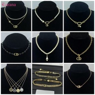 D Brand CD New Pearl Chain Double Layer Necklace, Elegant Versatile Fashion Choker for Women