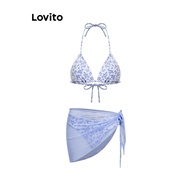 (Trendy) Lovito Boho Bikini Sets Ditsy Floral Wrap Pattern Bikini Sets for Women LBL16838
