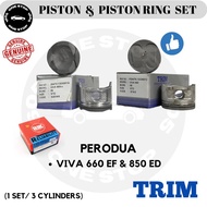 PERODUA VIVA 660 EF 68MM/ VIVA 850 ED 66.6MM TRIM PISTON DENGAN RIK & TP PISTON RING SET  (3CYL)
