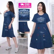 Dress Jeans Wanita Mini Dress Lepis Jumbo Lengan Pendek Terbaru Dress Korean Style Daster Jeans Home