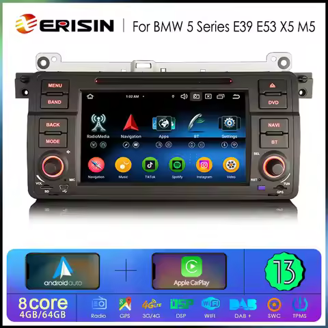 Erisin ES6746B Android 13.0 Car Stereo DVD GPS Wireless CarPlay Auto For BMW M3 E46 Rover 75 MG ZT 4