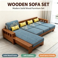 Solid wood sofa Solid wood furniture Combination Set Modern Simplicity Small Apartment Sofa