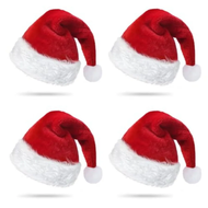 【A SHACK】 Santa Hats for Christmas Day Party Decorations: Extra Thicken Classic Plush Fluffy Hats fo
