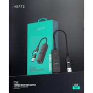 Heatz ZT88 Ethernet Multi-Port Adapter. With an RJ45 female port, USB-C, and USB 2.0