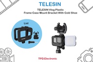 TELESIN Vlog Plastic Frame  Case Mount Bracket With Cold Shoe Battery Side Cover Hole for GoPro Hero 9/10/11/12 Black Camera Acce