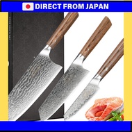 Nanfang Brothers VG10 Steel Core + Damascus Steel Knife Set: Includes a Santoku Knife, Chef's Knife,