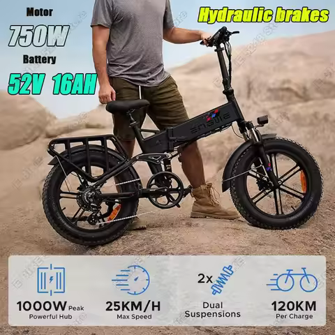 ENGWE ENGINE Pro Electric Bicycle 750W Motor 52V 16AH Battery 24 inch Fat Tire E-bike Adult Mountain