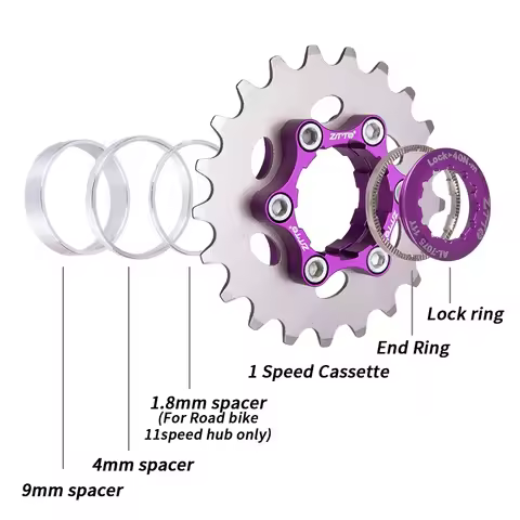 MTB Single Speed Cassette 16T 17T 18T 19T 20T 21T 22T 23T Single Cog 1Speed Gear Freewheel K7 CNC Ca