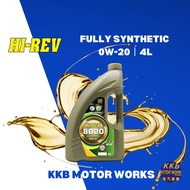 Hi-Rev 8020 Engine Oil Fully Synthetic 0W20 API SP (3L/4L) Minyak Hitam Kereta Fully Synthetic Engin