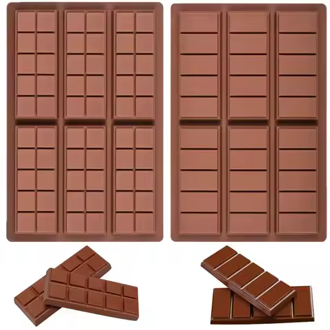 2 Pieces Silicone Chocolate Bar Molds Break Apart Protein and Engery Bar Candy Moulds Dubai Chocolat