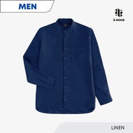 À NOUS - MEN SHIRT - Classic Fit - Linen (Blue Fin) / เสื้อเชิ๊ต ตัวหลวม ผ้าลินิน สีกรมท่า