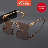 Fashionable Glasses Leopard Print Frameless Square Lenses For Men & Women Photo Prop