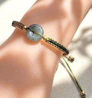 烏雞翡翠平安扣編織手鍊  | 天然緬甸玉翡翠A貨 | 送禮