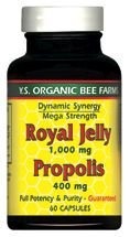 [USA]_YS Royal Jelly/Honey Bee - Royal Jelly Propolis Mega Strentgh, 60 capsules