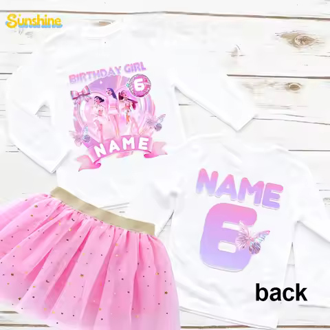 Kpop Birthday Outfit Princess Birthday Girl Tutu Shirt Girls Party T Shirt Outfit Suit Custom Name P