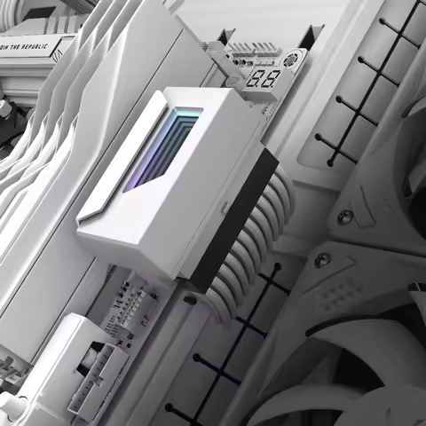 ATX 24-pin 180 Degree Power Connector Adapter with Infinity Mirror ARGB Light Female To Male Power A