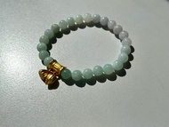 Angel's tears翠色-緬甸玉漸變果綠色翡翠珠沙金兩世歡設計手串