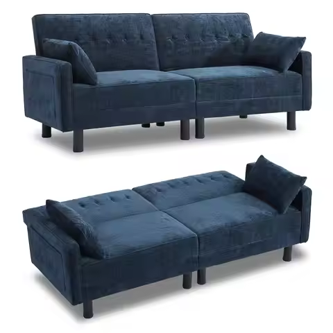 Futon Sofa Bed,Convertible Loveseat Sleeper Sofa Bed Modern Loveseat Futon Couch with Storage/Adjust