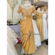 ✓❏❁MATTEGOLD COLOR MOTHER DRESS FOR WEDDING, FORMAL EVENTS GOWN, NINANG GOWN