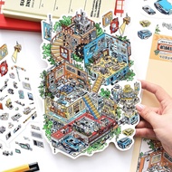 Infeel.Me Today's Open 38.0 Miniature 3D Diorama Sticker Set - 2 PET Stickers + 1 Scene Card, 4 Fant