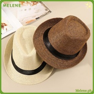 MELENE Straw Panama Cap Fashion Gangster Cap Wide Brim Cowboy Fedora Hat