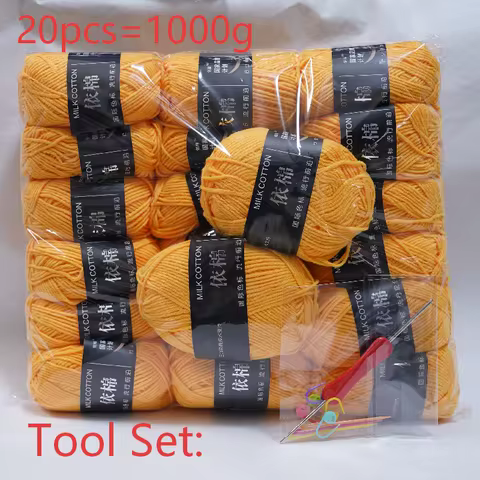 New 20pcs 4Ply Milk Cotton Yarn 50g/Roll Soft Crochet Yarn Knitting Wool Yarn for Handmade Sweater D