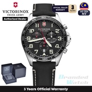 [Official Warranty] Victorinox Swiss Army 241852 Men's Fieldforce Chronograph Quartz Black Dial Black Leather Strap Watch (watch for men / jam tangan lelaki / victorinox swiss army watch for men / victorinox swiss army watch / men watch)