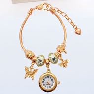 Jam Tangan Gelang Wanita Titanium Modis Perhiasan Display Quartz Lengkap Liontin Mewah